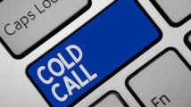 Handwriting text writing Cold Call. Concept meaning Unsolicited call made by someone trying to sell goods or services Keyboard blue key Intention create computer computing reflection document