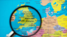 Map of United Kingdom under a magnifying glass